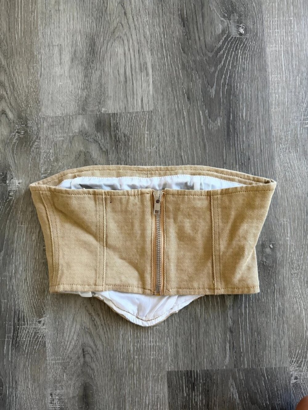 Nasty Gal Beige Dragon & Tiger Embroidered Corset Tube Top | Size 0 - Picture 3 of 6